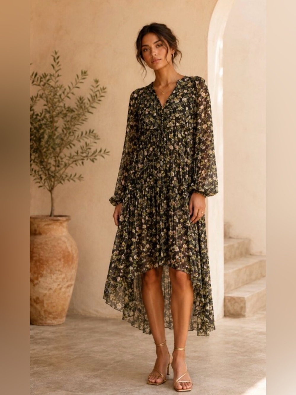 Rococo Sand maxi high low boho dress Sz Small